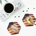 thumbnail image 4 of Easygdp Baseball Ball With Flag or Leather Coasters Set of 4 Coaster, Non-Slip, Heat Resistant for Home, Office, Kitchen (Round,Square,Octagon,Hexagon)-Hexagon, 4 of 6