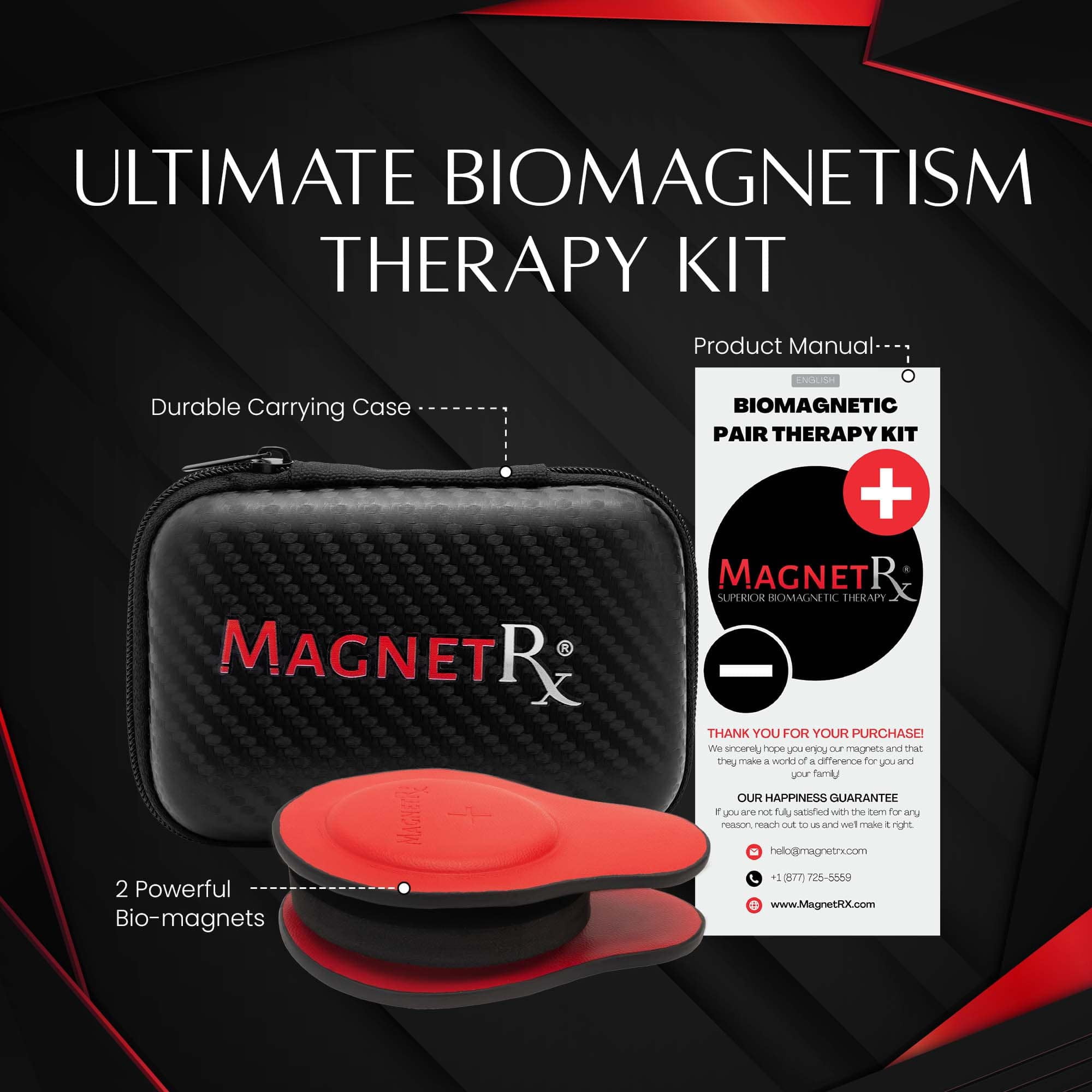 Biomagnetic Therapy Magnet Set — Neodymium  Leather (2 Medium Magnets)