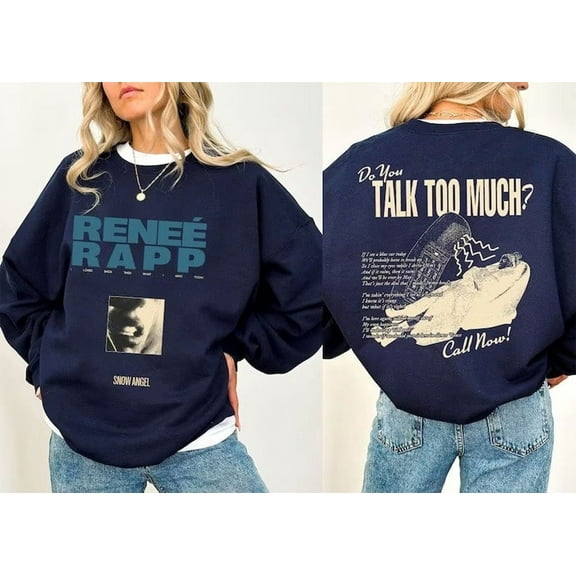 Vintage Reneé Rapp Snow Angel Double Sides Sweatshirt, Snow Angel Merch Shirt, Reneé Rapp Fan, Reneé Rapp Music, Gift For Fans, Navy Color size S