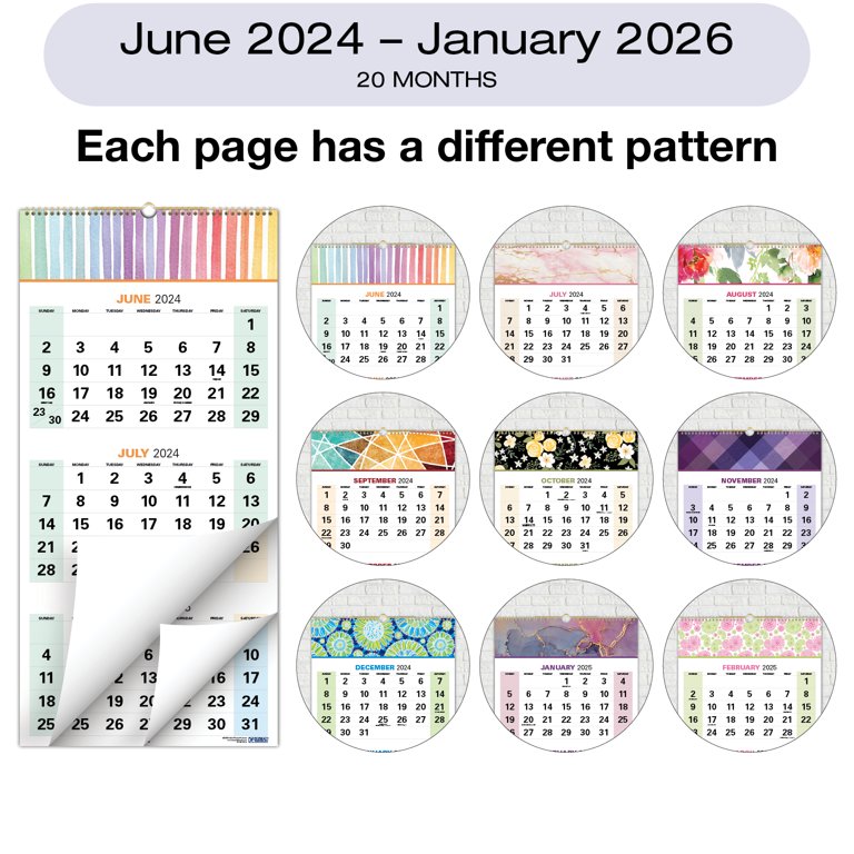 global-printed-products-2024-2025-wall-calendar-13-x27-colorful-vibrant-fun-and-fashionable-monthly-calendar-runs-from-july-2024-through-january-2026-assorted-patterns-walmart-com