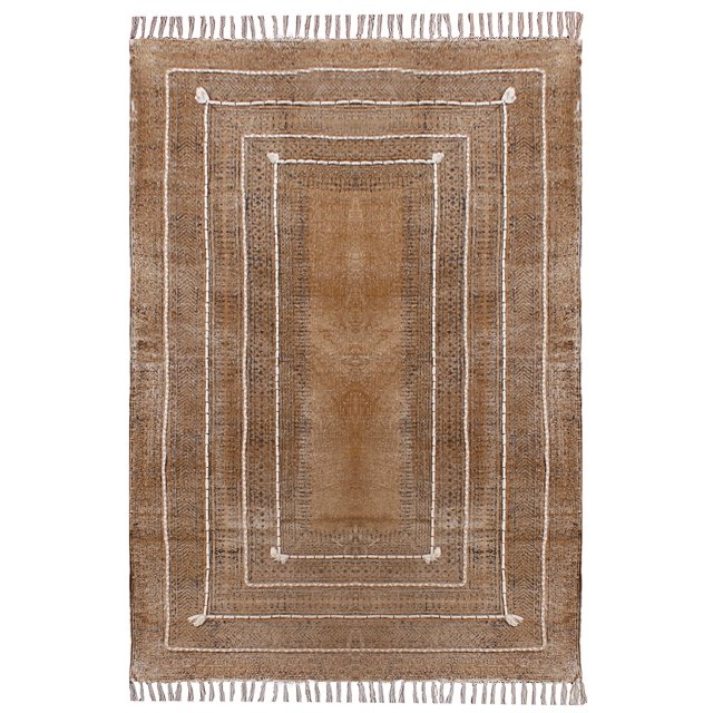 Casavani Tapis en Pur Coton Fait à la Main Tissage Plat Kilim Brun Tapis 10x14 Pieds