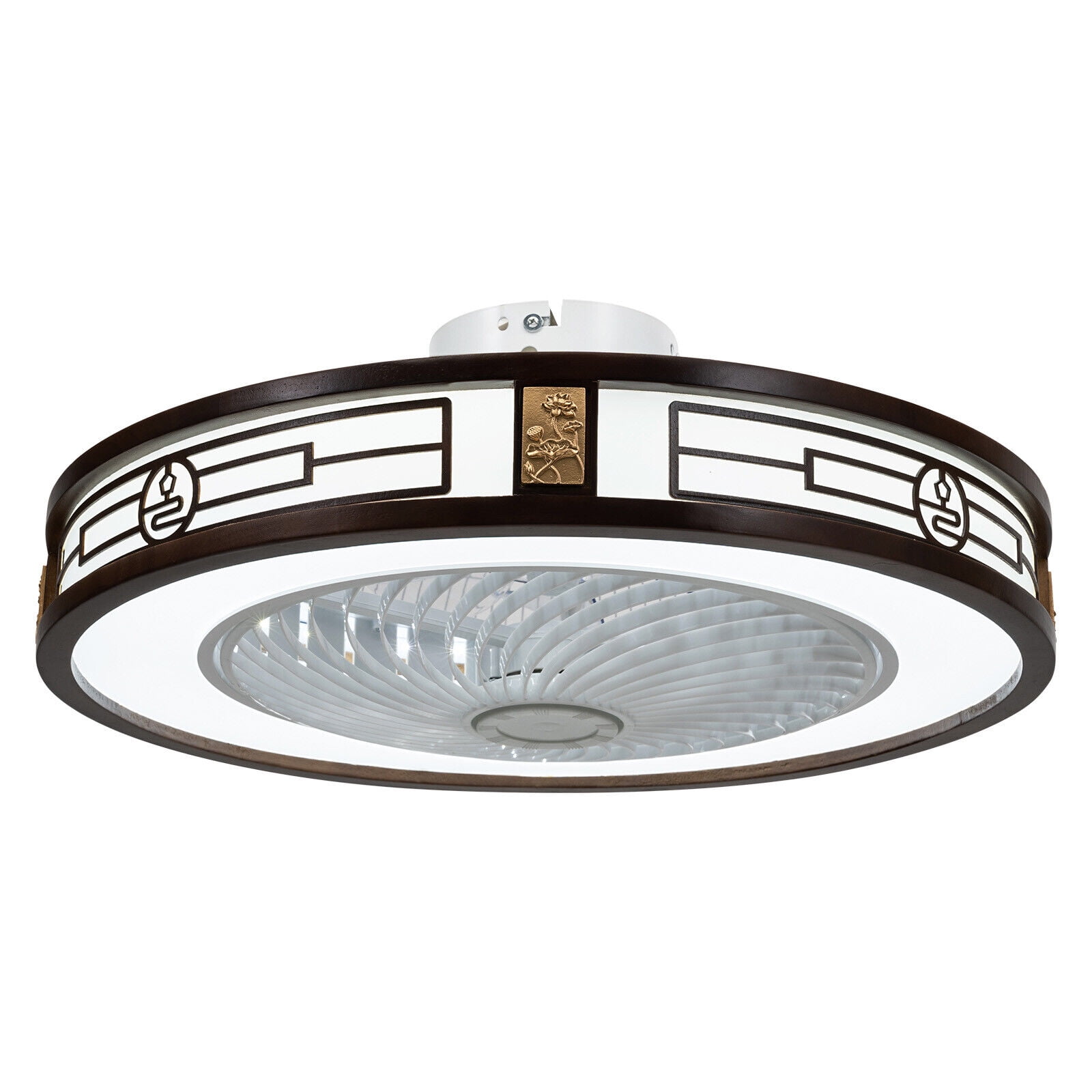 Chinese Style LED Ceiling Fan Light Dimmable Lamp semi Flush Mount W/ Remote Control 3 Speed