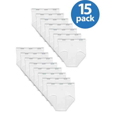 - Men's Dual Defense Classic White Briefs, 15 Pack