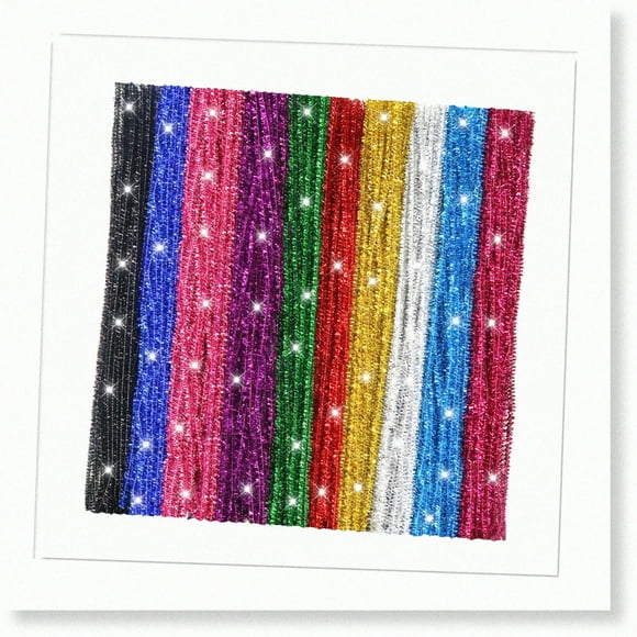 400pcs Sparkling Pipe Cleaners - 10 Vibrant Metallic Colors - 6mm x 12 Inch Chenille Stems for Art, Crafts, and Decorations