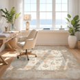 thumbnail image 3 of Design&I 8'x10' Washable Area Rug Extra Large Skid-Resistant Low Profile Neutral Vintage Medallion With Distressed Floral Scroll And Border for Living Room, Family, 3 of 7