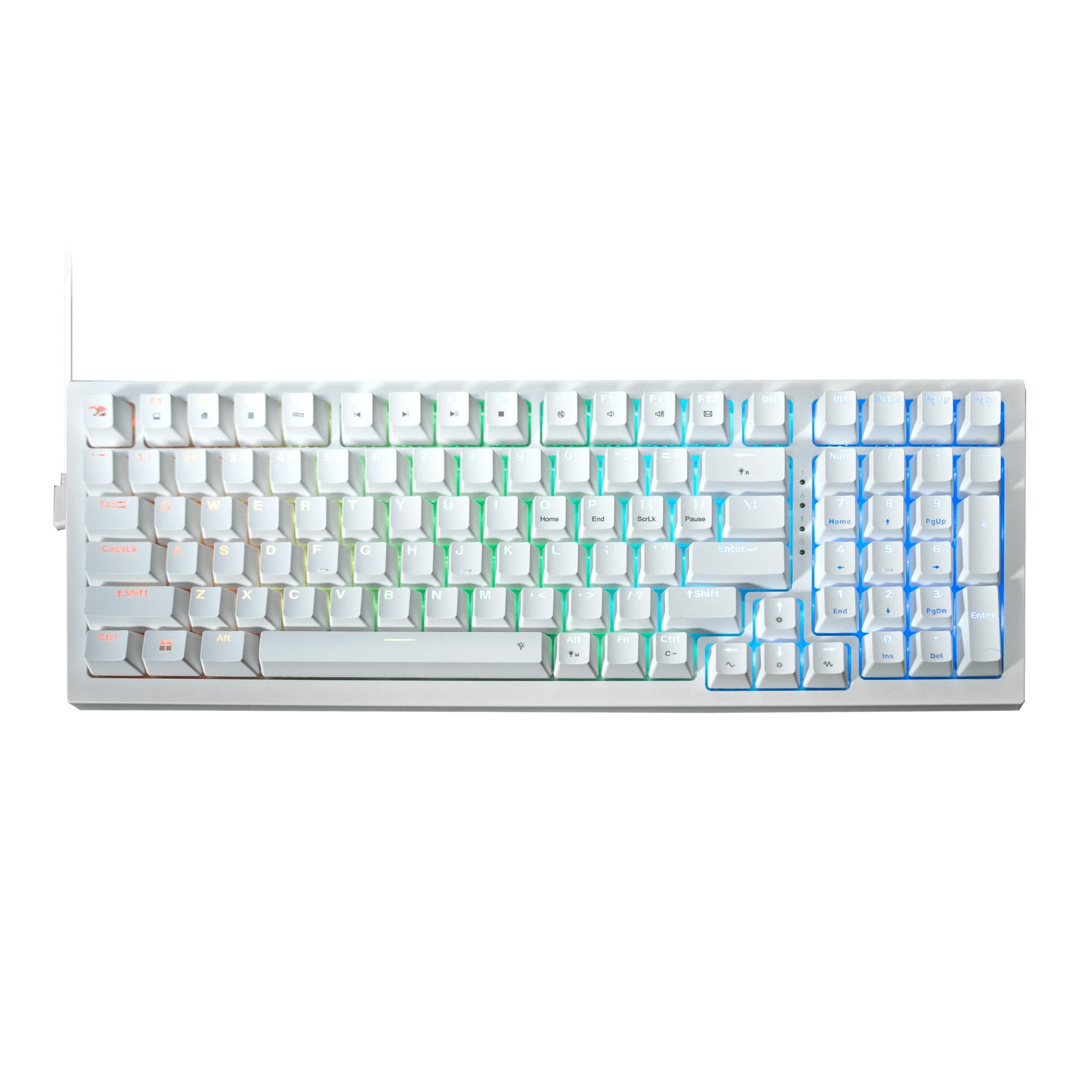 iBUYPOWER MK9 RGB Mechanical Gaming Keyboard with Tactile Brown Switches, Custom aRGB Lighting, Detachable USB-C Cable, Solid White