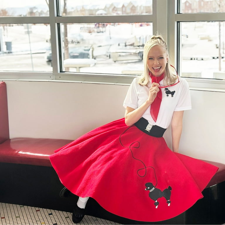 50s Style Poodle Costume Red Adult 50s Style Poodle Costume Red Adult