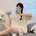 thumbnail image 4 of Kawaii Sanrio Kuromi Piyama Cinnamoroll My Melody Set Celana Pendek Lengan Pendek Musim Panas Wanita Pakaian Santai Tipis, 4 of 4