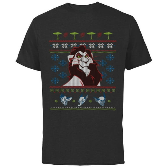 Disney Villains The Lion King Scar Ugly Christmas Sweater - Short Sleeve Cotton T-Shirt for Adults - Customized-Black