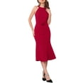 thumbnail image 2 of Women's Sleeveless Halter Dress Formal Cocktail Evening Fishtail Bodycon Dresses 2XL Red, 2 of 6
