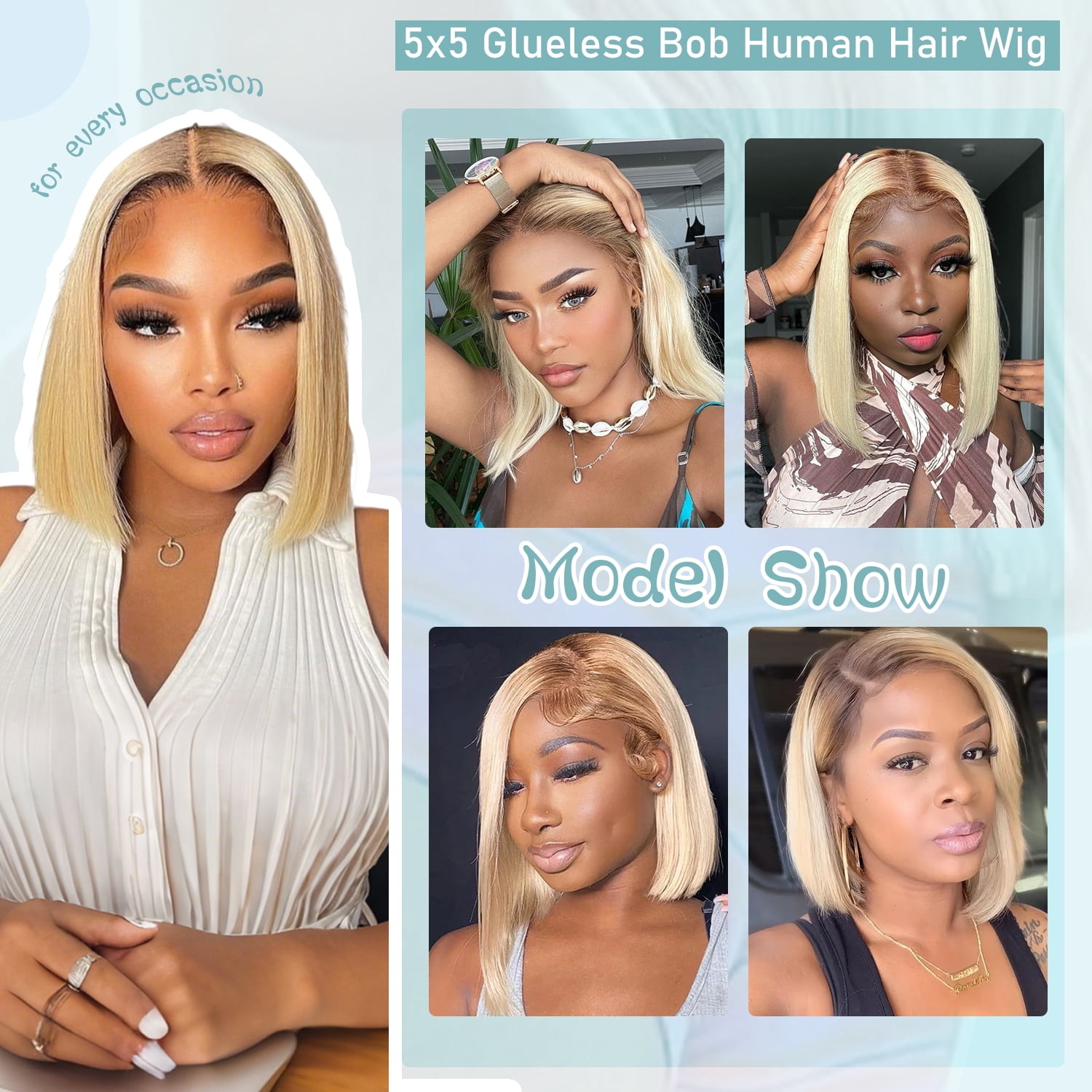 Dark Root Blonde Bob Wig Human Hair 4/613 5x5 UHD Lace Front Wig Human Hair 180% Density Pre Plucked Pre Cut Short Bob Glueless Wigs Remy Hair Wigs for Black Women 10 Inch