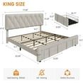 thumbnail image 2 of Twister.CK King Size Bed Frame, Upholstered Headboard Platform Bed with Storage Drawers, No Box Spring Needed, Beige, 2 of 7