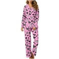 thumbnail image 2 of MIUOWANP Womens Big and Tall Pajama Sets Women's Valentine's Day Printed Pajama Set For Daily Home Wear With Pocket Pink S, 2 of 5