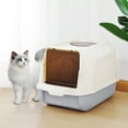 thumbnail image 2 of VAJUSO Fully Enclosed Cat Litter Box with Lid Splash-Proof and Leak-Proof, High Edges, Odorless, Easy Installation and Cleaning, 14.17" L X 20.08" W X 13.39" H(Gray), 2 of 6