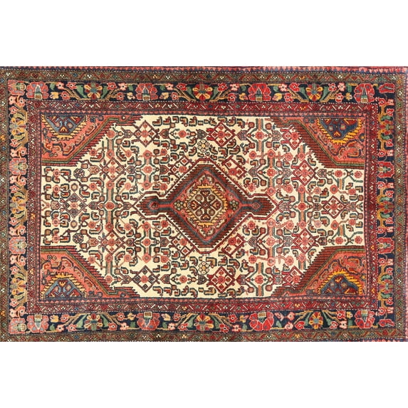 Ahgly Company Machine Washable Indoor Rectangle Traditional Saffron Red Area Rugs, 5' x 7'