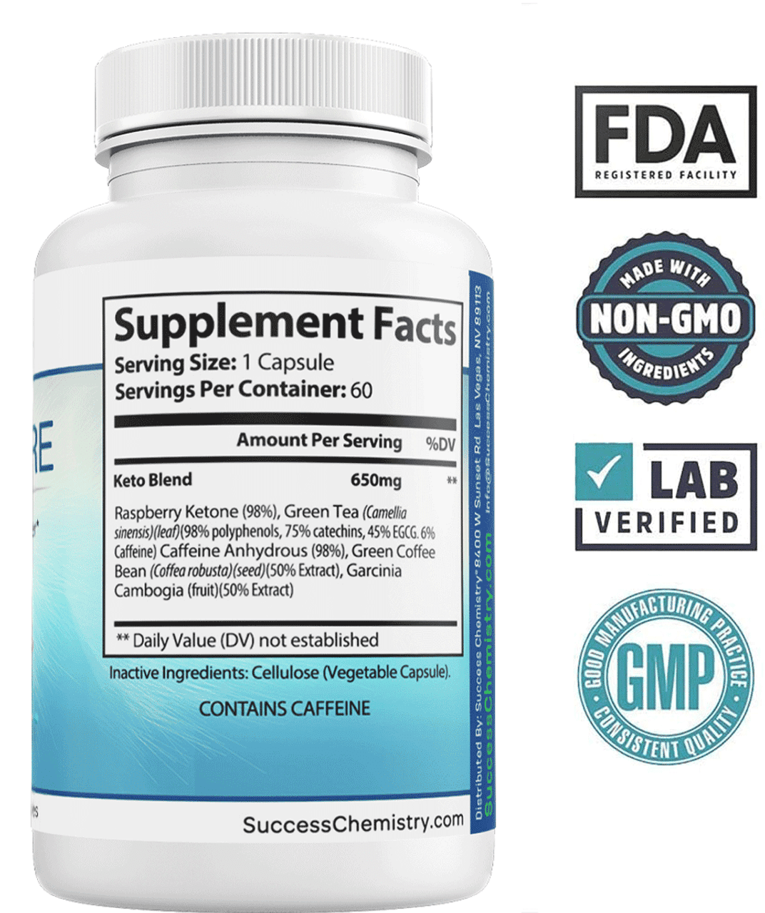 Success Chemistry Keto Diet Pills for General Health & Wellness with Energy - 60 Capsules