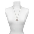 thumbnail image 3 of Delight Jewelry Acrylic 7/8" Ring Rose Goldtone Silvertone Balance Bar Charm Necklace, 23", 3 of 4