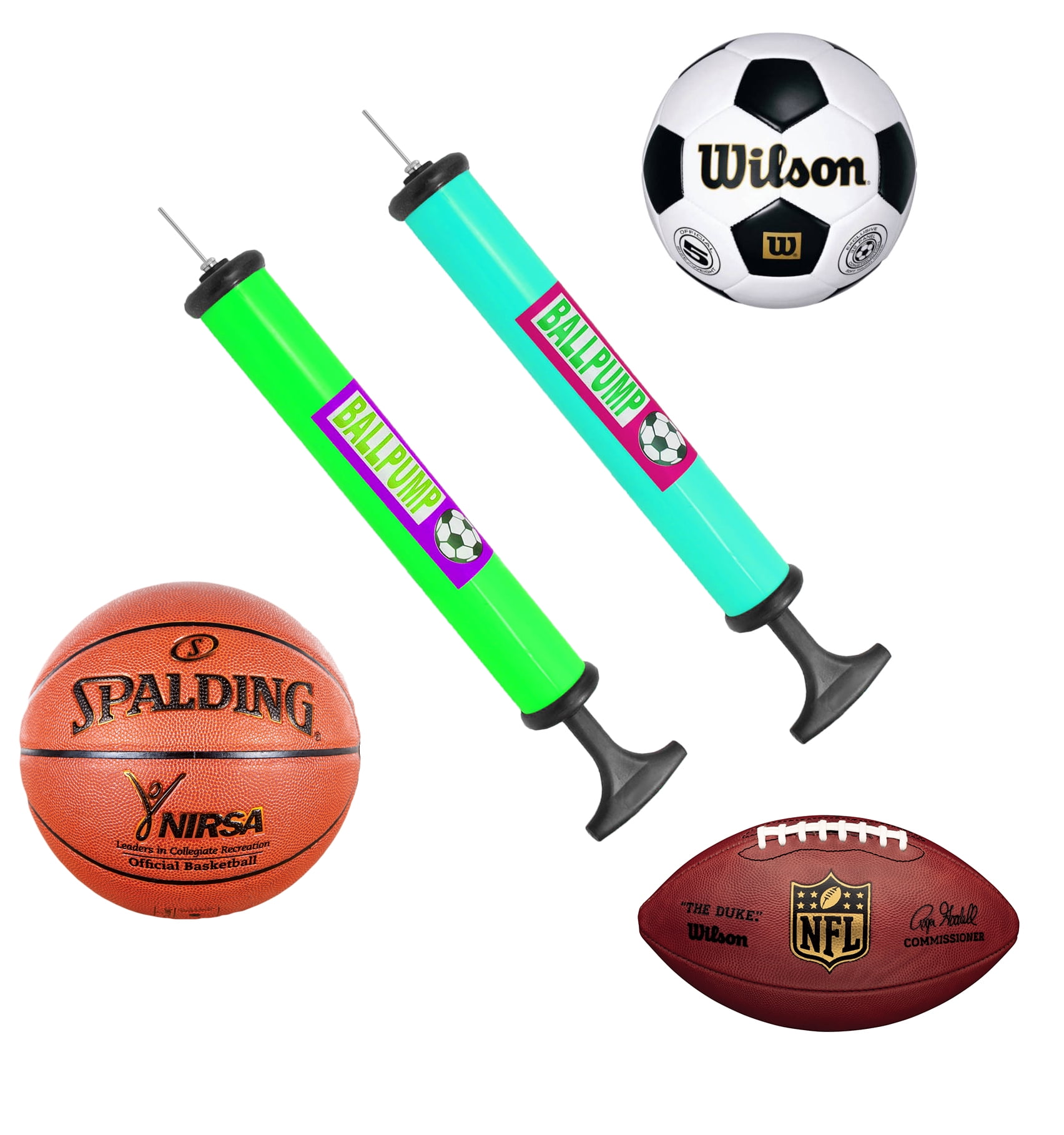 Portable Hand Sports Air Pump W/ Pin Needle Basketball Football Soccer Cycling (2 Pack