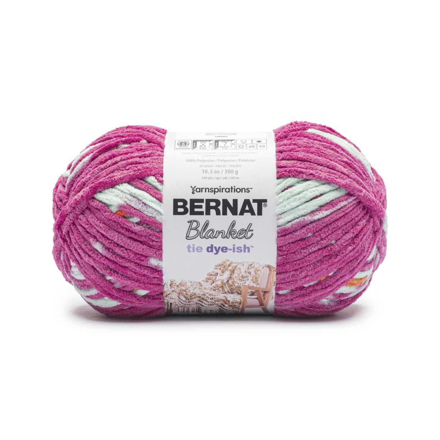 Bernat® Fil Couverture Tie Dye-ish™, Polyester #6 Super Volumineux, 10,5 Oz/300 G, 220 Yards