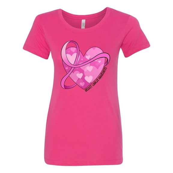 Inktastic Breast Cancer Awareness Pink Ribbon Around Heart Women's T-Shirt