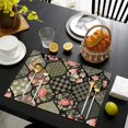 thumbnail image 3 of Pioneer Flower Floral Print Pattern Summer Placemats Table Placemats Set Of 6-Linen Kitchen Washable Placemats Table Mats 12x18 Inch Non-Slip Heat Resistant, 3 of 5