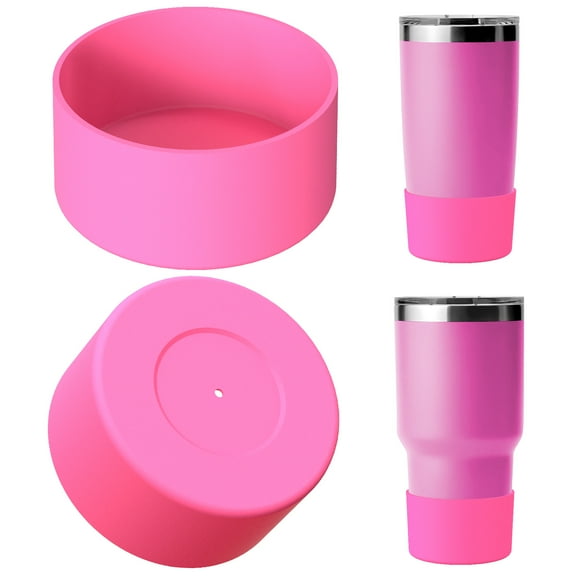 Linkidea Water Bottle Boot Compatible with YETI Rambler Travel Mug 20oz/30oz, Tumbler 20oz/30oz, Silicone Anti-Slip Water Bottle Bottom Sleeve Cover Protector (Pink / 2 Pack)