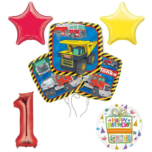 Tonka Truck 1st Birthday Party Supplies and Balloon Decoration Bouquet Kit