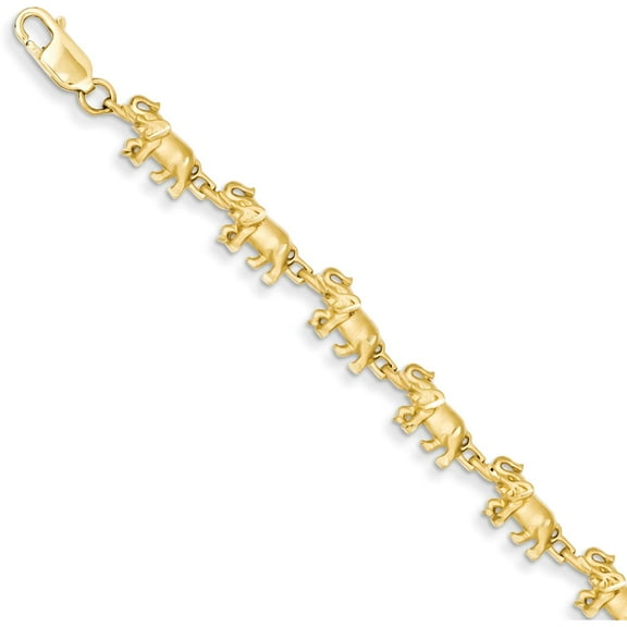 14K Gold Elephant Fancy Link Bracelet 7"