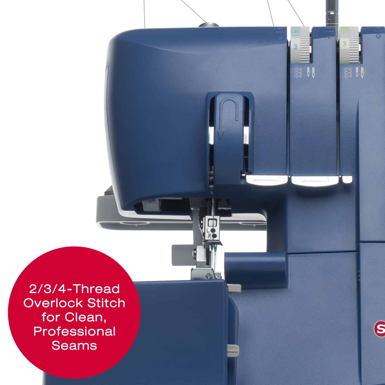 SINGER® S0230 Mechanical Serger | 1,300 Stitches/Min | 2–4 Thread Options | Differential Feed, Free Arm & Easy Color-Coded Threading