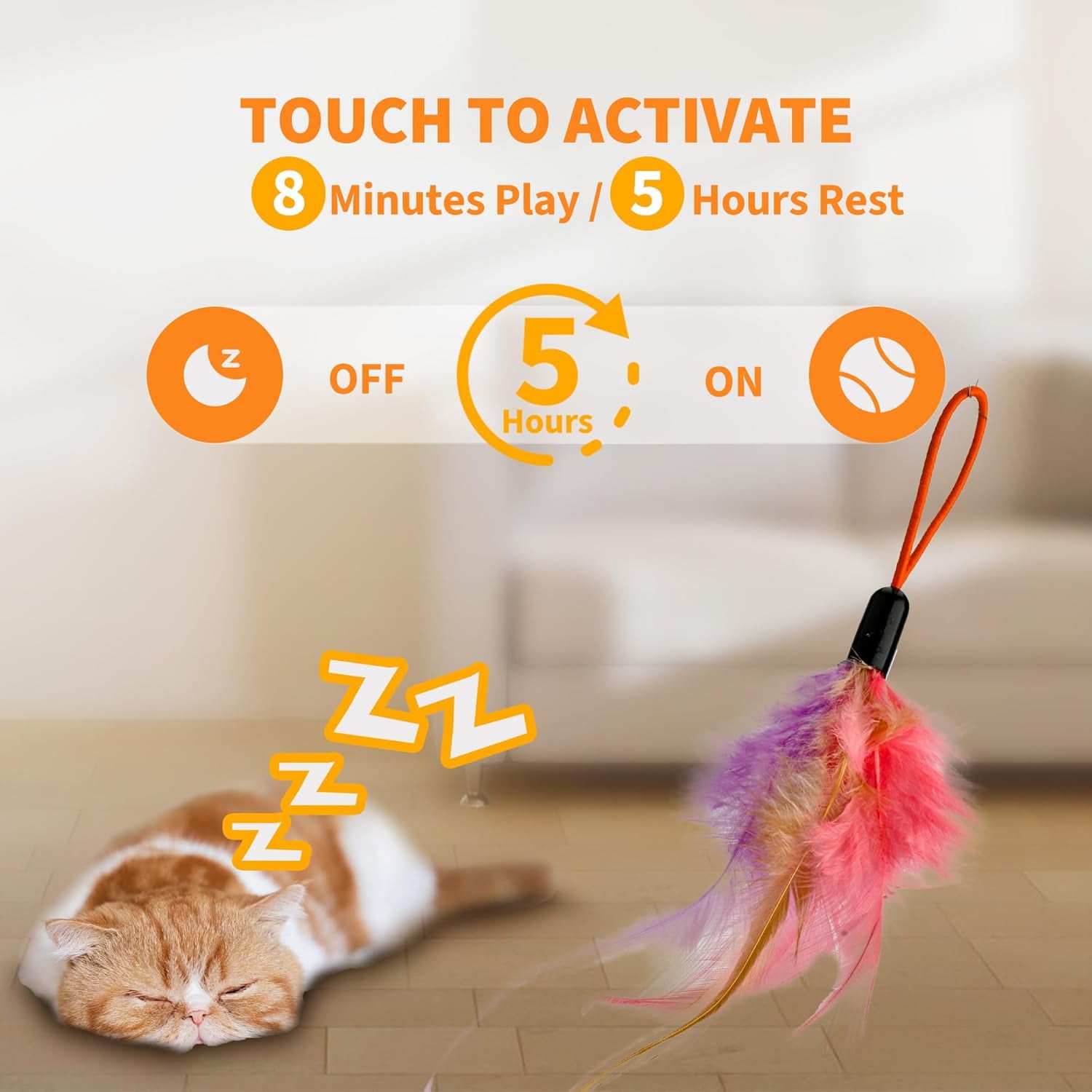 Interactive Cat Toys for Indoor Cats,Automatic Hanging Electric Cat Teaser,USB-Rechargeable,Enrichment Chase,Flying Bird Feather Mouse Wand,Safe Self Play for Bored Multi Cats Households