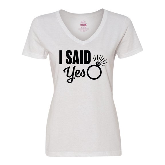 Inktastic I Said Yes with Engagement Ring Women's V-Neck T-Shirt