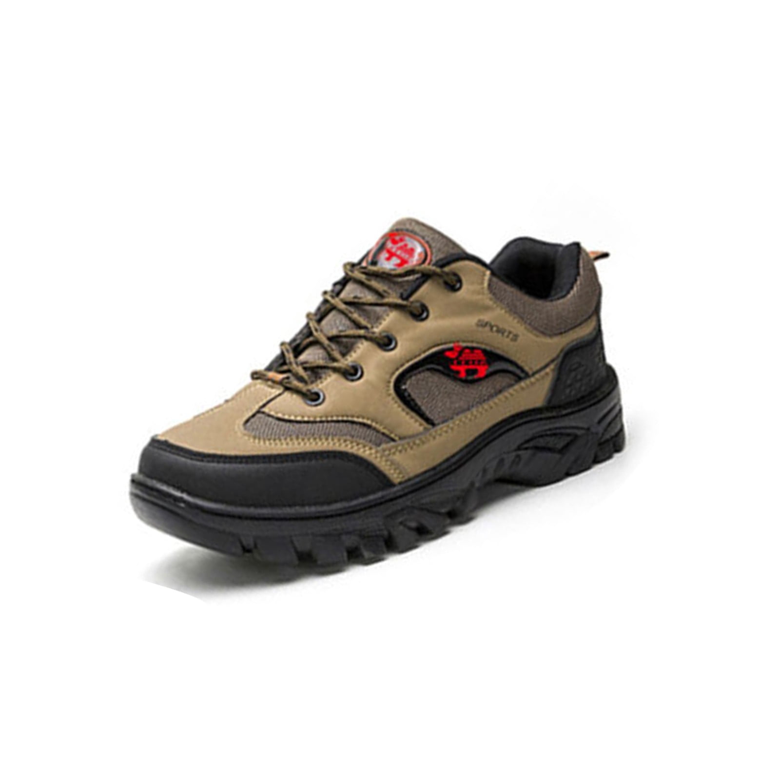 Brown Men'S Hiking Shoes Round Toe Anti Slip Wear Resistant Comfortable Lightweight Outdoor Walking Footwear For All Seasons And Activities Size 39