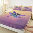 thumbnail image 3 of Manfei Rustic Dragonfly Teens Twin Sheet Sets, Cartoon Purple Insect Twin Fitted Sheet, Watercolor Artwork Flat Sheet, Breathable Home Decor, 3-Piece, 3 of 7