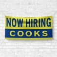 thumbnail image 4 of Now Hiring Cooks 13 oz Heavy Duty Vinyl Banner Cook Jobs Available Line Cook Help Wanted Sign for Business Advertising Indoor/Outdoor Single-Sided with Metal Grommets (2x5 ft, Ye & Bl), 4 of 6
