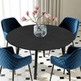 thumbnail image 5 of Elastic Fitted Round Tablecloth, Solid Black Waterproof Stretch Table Cover for 36"-44" Tables, Retro Minimalism Abstract Denim Texture Washable Outdoor Tablecloths for Patio, Picnic, Camping, 5 of 9