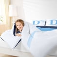 thumbnail image 3 of Manfei Blue Letter D Monogrammed Queen Comforter Set 3pcs for Kids Teens,Shabby Chic Romantic Initial Bow Bedding Comforter Set for Girls Women,Navy Blue Reversible,Super Cozy Room Decor, 3 of 6