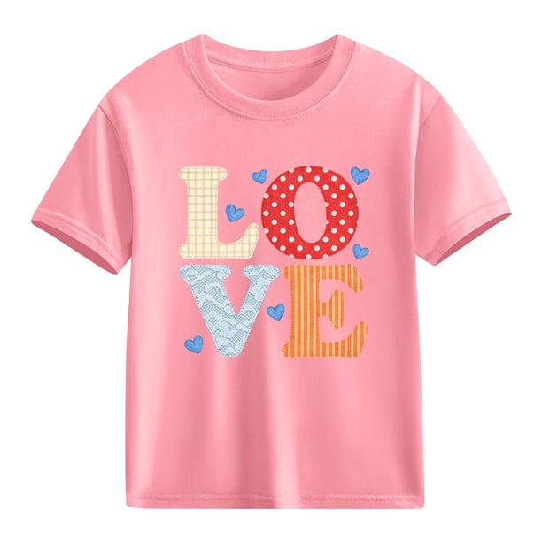 Blusas y camisas de manga corta con cuello redondo para niños y niñas, camisetas gráficas de manga corta, blusas con estampados bonitos para la temporada escolar.