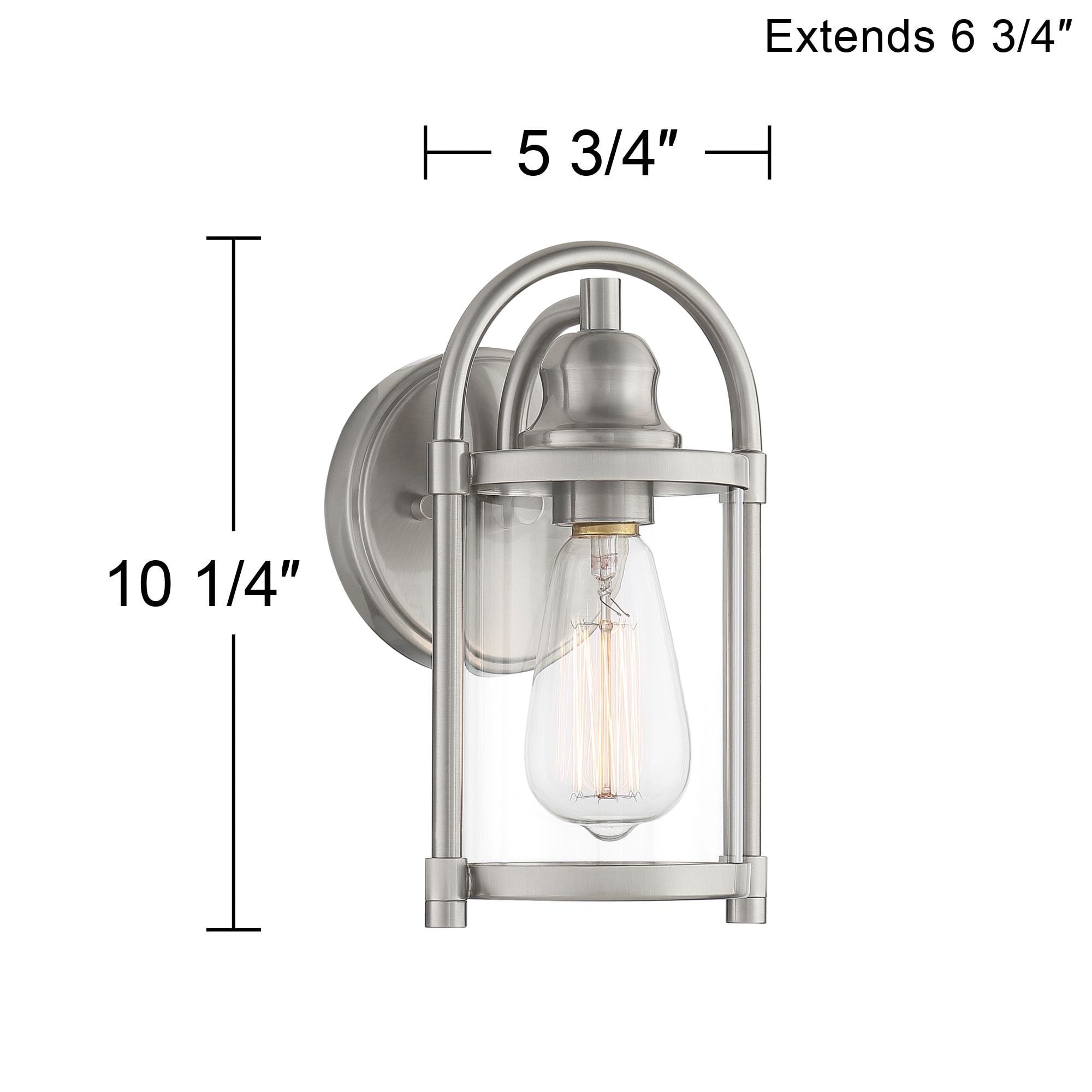 John Timberland Avani Rustic Farmhouse Outdoor Wall Light Fixture Brushed Nickel 10 1/4" Clear Glass for Exterior Barn Deck House Porch Yard Patio