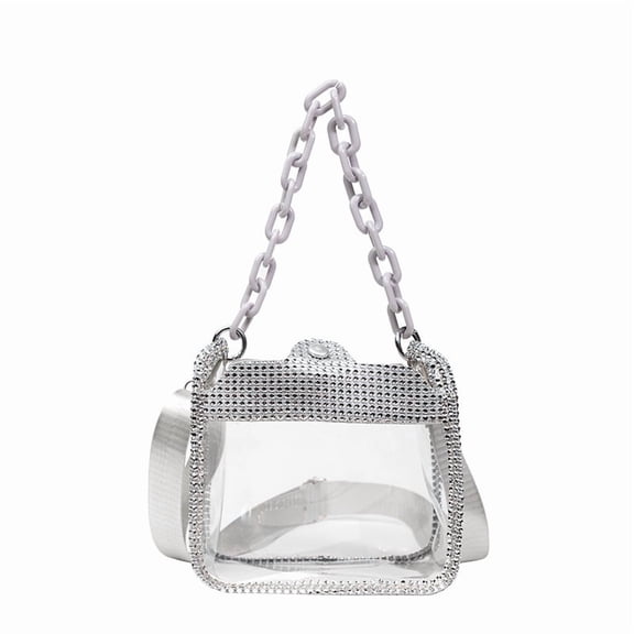 Clear Evening Purses Mini Clutch Bags Women's Crossbody Rhinestone Handbags Shiny Shoulder Bag