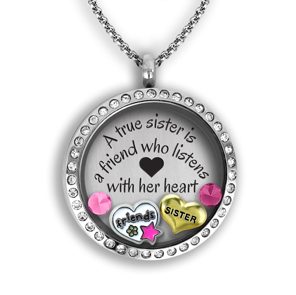 Back plate Personalized Custom name saying floating charm locket necklace quote