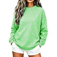 thumbnail image 2 of Women's Gingham Plaid Sweatshirt Crew Neck Long Sleeve Loose Fit Casual Pullover Top, 2 of 7