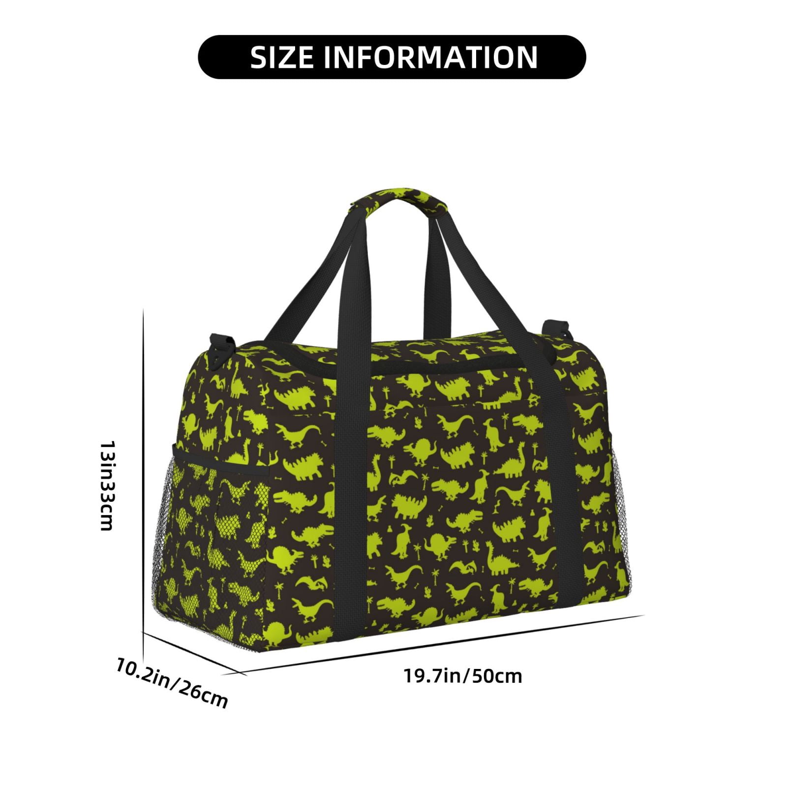 Fuzoiu Cute Dinosaurs (2) Print Travel Duffle Bag,Carry On Tote Bags,Duffel Bag,Sport Gym Bag, Hospital Bag for Labor and Delivery, Overnight Bag,Luggage Bag