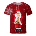 thumbnail image 1 of Camiseta de Navidad con estampado 3D para hombre y mujer, camisa informal de manga corta con cuello redondo, muñeco de nieve y alce, Unisex, 1 of 4