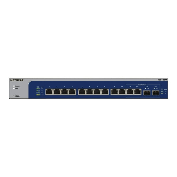 NETGEAR Plus XS512EM - Commutateur - Géré - 10 x 100/1000/2.5G/5G/10GBase-T + 2 x combo 10 Gigabits SFP+ - Bureau, Rackable