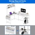 thumbnail image 6 of 67" L-Shaped Convertible Gaming Desk, Computer Desk with Power Outlets & LED Lights, Home Office Desk with Storage Shelves, Corner Excusive Desk with Monitor Shelf and Hook, Two Person Desk, 6 of 9