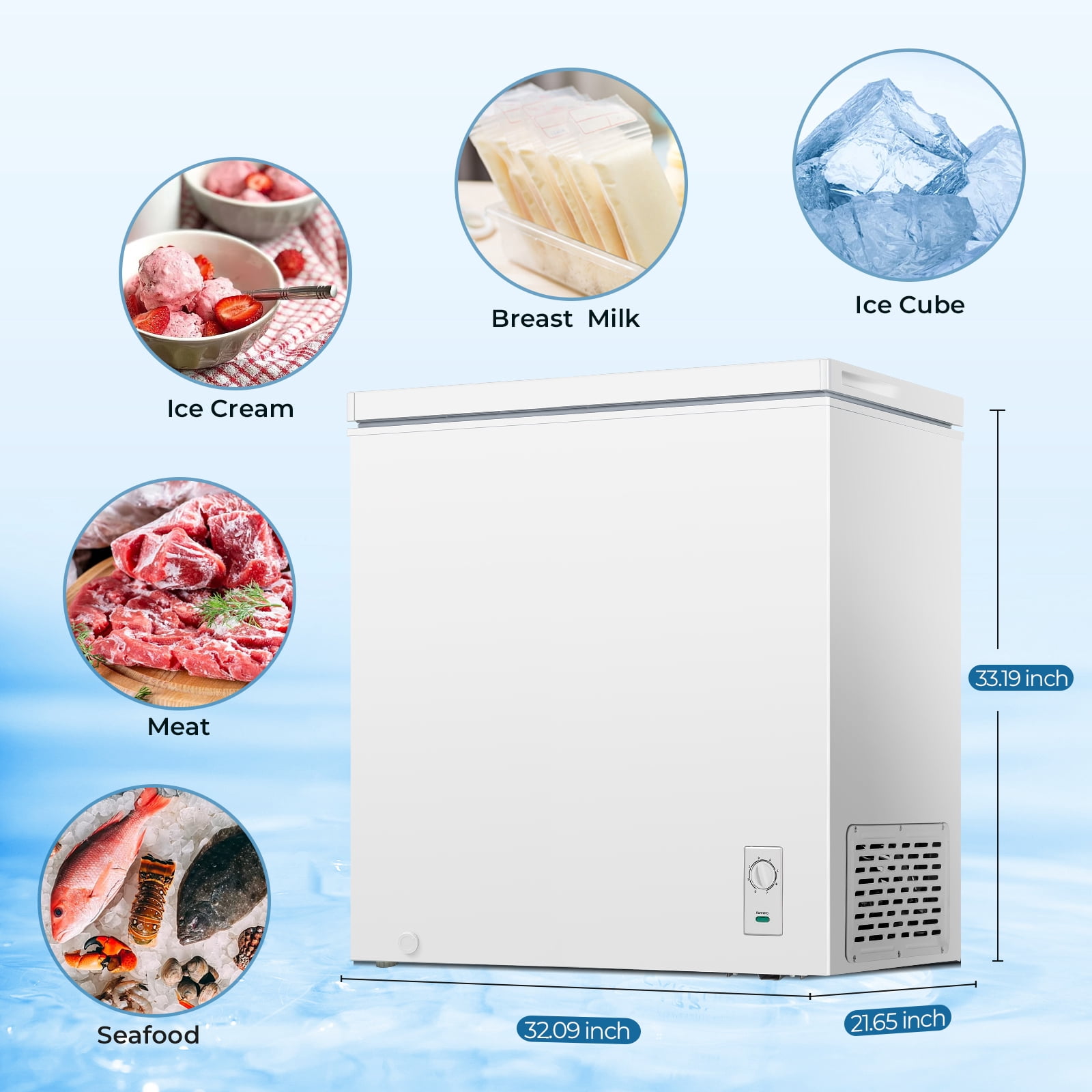 WAA 7.0 Cu.ft Chest Freezer Free Standing Top open Door White