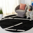 thumbnail image 2 of SAFAVIEH Hi-Lo Proinsias Diamond Shag Area Rug, Charcoal/Ivory, 6'7" x 6'7" Round, 2 of 6