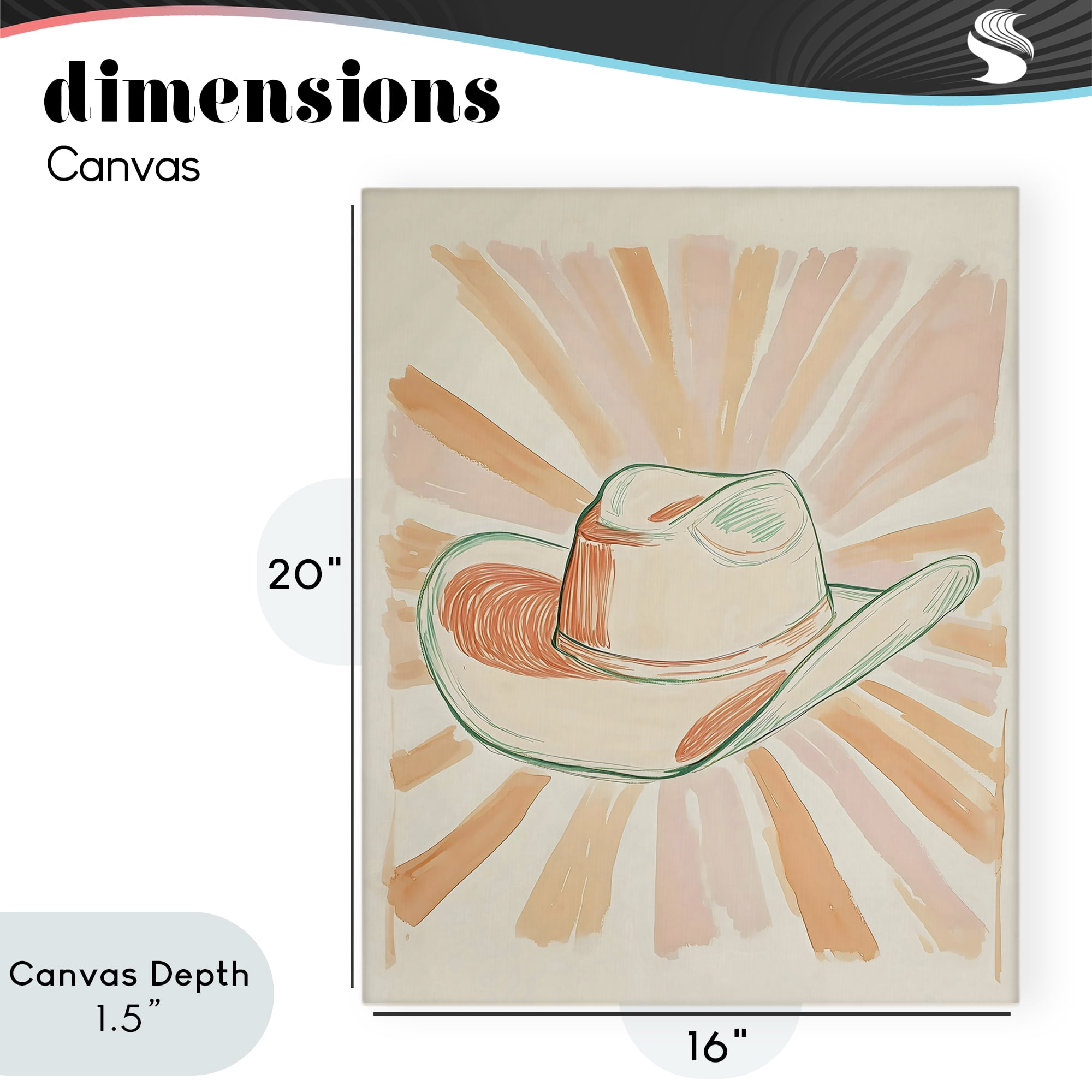 Stupell Industries Sunburst & Cowboy Hat Canvas Wall Art, design by The Prints Vibe