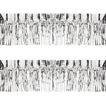 2 Pack 9.8 Feet×11.8inch Silver Foil Fringe Garland Metallic Vinyl Fringe Foil Tinsel Fringe Wall Hanging Fringe Tinsel Streamers Banner for Wedding Birthday Party Holiday Decoration Silver