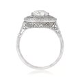 thumbnail image 3 of Vintage Milgrain Bezel Set Diamond Ring, Antique Filigree Ring, Halo Diamond Engagement Ring, 14K White Gold Plated, 2.2 Ct Simulated Diamond, 3 of 5